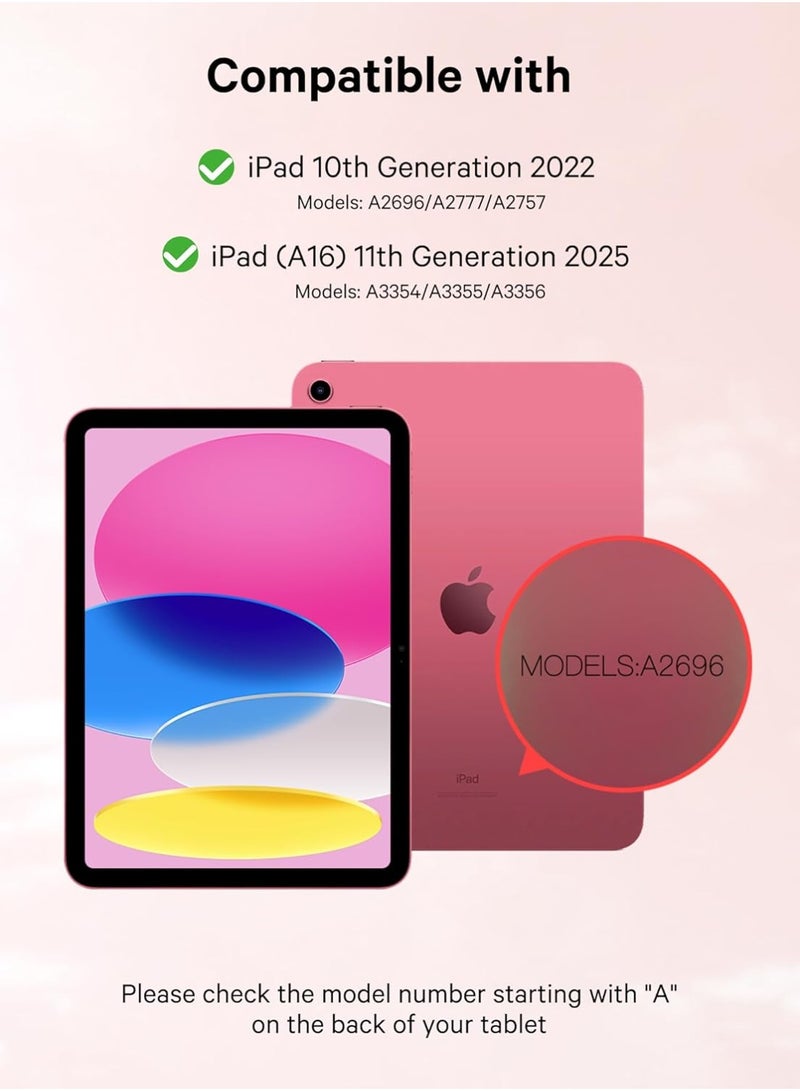 Arabic/English Keyboard Case for iPad (A16) 11th/10th Gen (2025/2022), 7-Color Backlight, Multi-Touch Trackpad, Flip Stand Case with Pencil Holder, 2 Bluetooth Channels - Image 2