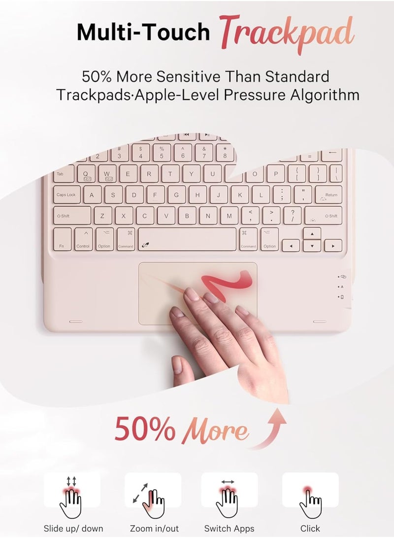 Arabic/English Keyboard Case for iPad (A16) 11th/10th Gen (2025/2022), 7-Color Backlight, Multi-Touch Trackpad, Flip Stand Case with Pencil Holder, 2 Bluetooth Channels - Image 5