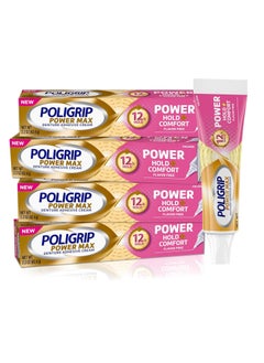 Poligrip Poligrip Denture Adhesive, Power Max Hold Plus Comfort Denture Adhesive Cream, 2.2 Ounces (Pack of 4)  - Image 1