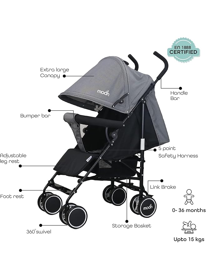 erorex Neo Plus Light Weight Travel Stroller Baby Kids Toddler From 0 Months+ Upto 18 Kg Umbrella Fold - Image 2