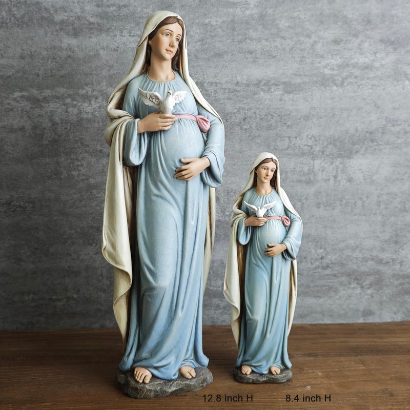 BC BUILDCLASSIC BC Catholic Expectant Mary Mother Statue, 12.8" H Blessed Virgin Mary Figure, Pregnant Mary for Pregnant Mom Gift, Inspirational Home dÃ©cor of Peace Love Hope, Handpainted by Buildclassic - Image 4