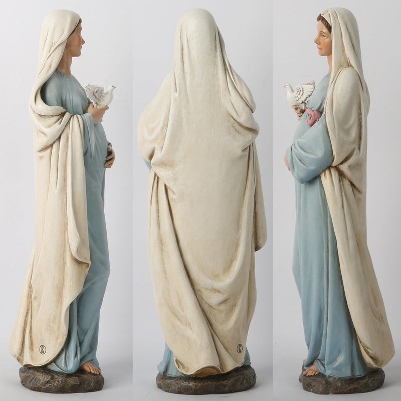 BC BUILDCLASSIC BC Catholic Expectant Mary Mother Statue, 12.8" H Blessed Virgin Mary Figure, Pregnant Mary for Pregnant Mom Gift, Inspirational Home dÃ©cor of Peace Love Hope, Handpainted by Buildclassic - Image 3