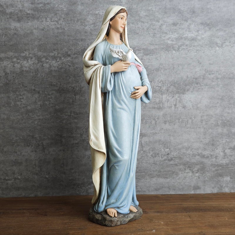 BC BUILDCLASSIC BC Catholic Expectant Mary Mother Statue, 12.8" H Blessed Virgin Mary Figure, Pregnant Mary for Pregnant Mom Gift, Inspirational Home dÃ©cor of Peace Love Hope, Handpainted by Buildclassic - Image 5