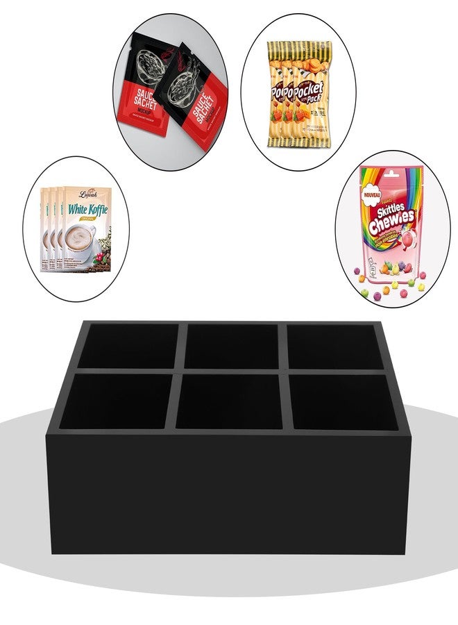 Hymoconn Tea Bag Box Wooden Black, 6 Compartments Wood Drawer Storage Organizer, Large Capacity Holder For Coffee Station, Sugar Packet, Sweeteners, Beverage Supplies - Image 5