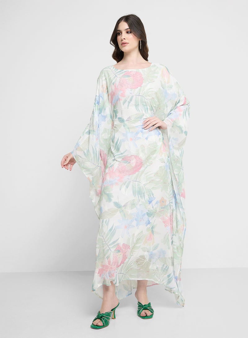 Khizana Floral Print Kaftan - Image 1