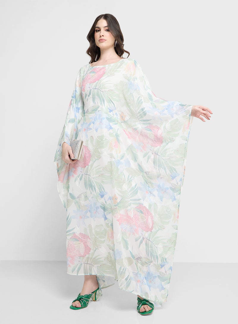 Khizana Floral Print Kaftan - Image 4