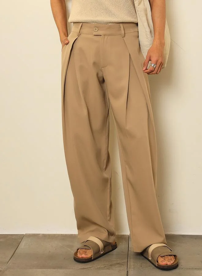 ساسافراس Men Overlapping Pleated Korean Pants