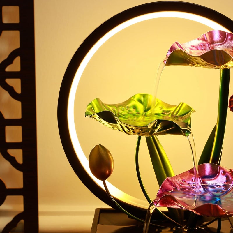 Home Elements HOME ELEMENTS metal Water Fountains with Ring Light for HOME Decor Tabletop Indoor Desktop Showpiece Fountain for Living Room Bedroom Office Housewarming Gift Meditation Zen Water Fountain FT_02  - Image 5