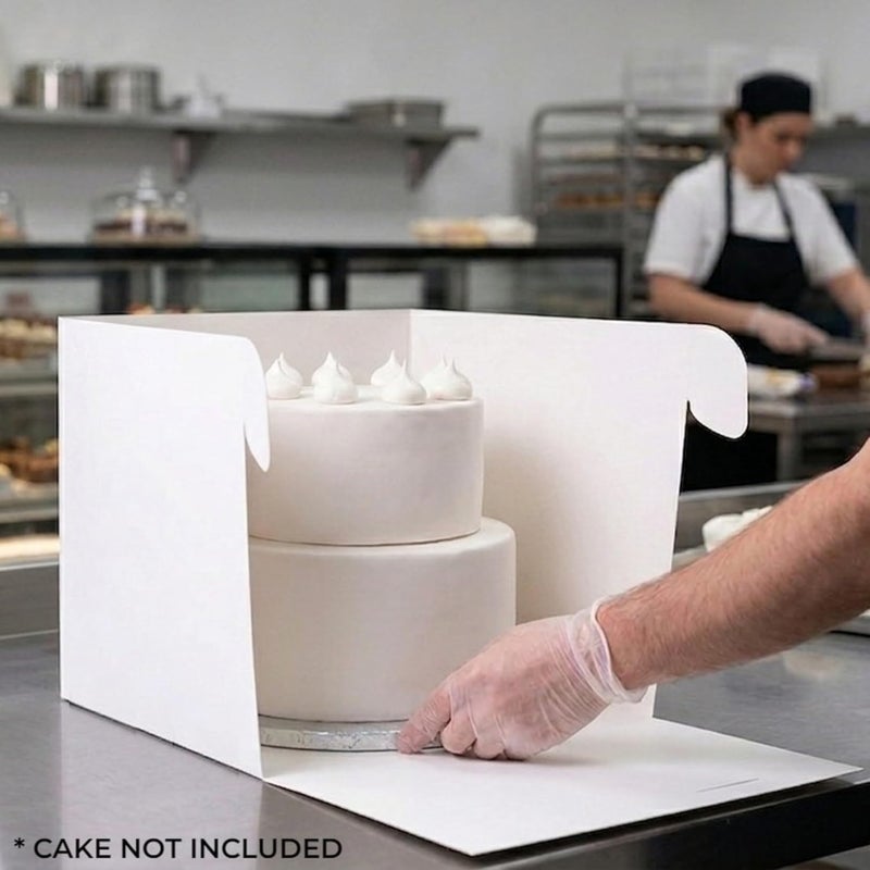 Culpitt 14" Round Silver Cake Drum Board & Tall White Cake Box Combo, 14 x 14 x 12 Inch Square Box and Matching Cake Circle Set For Tiered or Decorated Cake Transport - Image 4