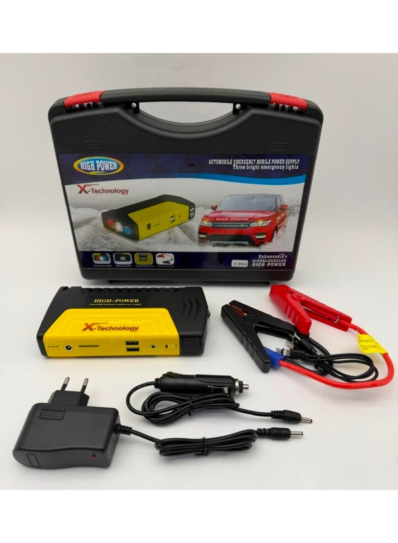 High Power Portable Car Jump Starter 12V | Emergency Battery Booster Power Bank | USB Fast Charging | LED Flashlight | Battery Clamps Included | For Petrol & Diesel Vehicles - Image 2