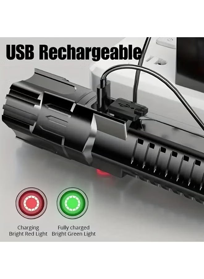 Portable USB Rechargeable Flashlight – Zoomable, 3 Modes, IPX4 Waterproof Handheld Torch – Zoom Flashlight – Three-Mode Waterproof Light – Travel Flashlight – High-Brightness Torch - Image 2
