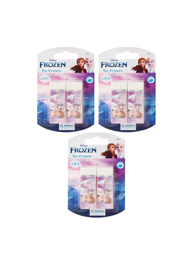 ديزني فروزن ممحاة فولكانو فروزن ٢ - خالية من كلوريد متعدد الفاينيل، خالية من الغبار، غير سامة، ناعمة على الورق - مجموعة من ٣ عبوات (٦ ممحاة، تصميم باستيل لإلسا وآنا) - Image 1