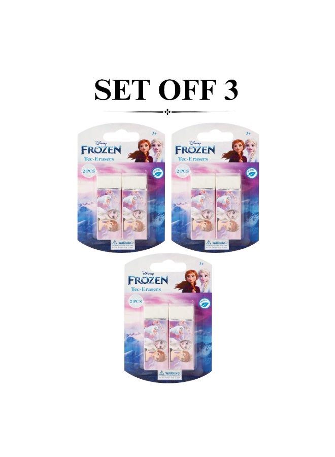 ديزني فروزن ممحاة فولكانو فروزن ٢ - خالية من كلوريد متعدد الفاينيل، خالية من الغبار، غير سامة، ناعمة على الورق - مجموعة من ٣ عبوات (٦ ممحاة، تصميم باستيل لإلسا وآنا) - Image 4