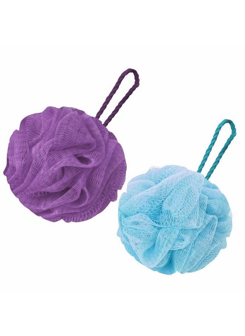Lux Bath Sponge Loofah - Soft & Fluffy With Multiple Layers Of Fibrous Matrix For A Fun Shower Time | Loufa/Luffa/Lufa/Poof/Pouf - Perfect Loofahs/Loofas For Men And Women | Bathing Scrubber For Body - 2 Loofahs,- Lilac & Arctic