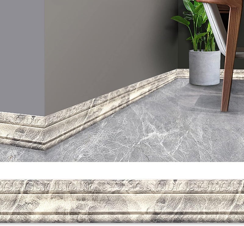 klarako Self Adhesive Flexible Foam Molding Trim - 90"x 3" Peel and Stick Trim Rubber Baseboard Wall Base Moulding Trim, 3D Sticky Decorative Wall Lines Border Stickers for Home Office Hotel Decoration (G) - Image 1