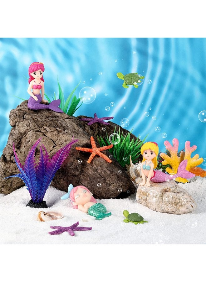 جيتك زينة حوض السمك على شكل حورية البحر، تماثيل حورية البحر المصغرة مع أعشاب بحرية مقلدة من أجل صناعة يدوية، إكسسوارات مكتبية لحوض السمك - Image 1