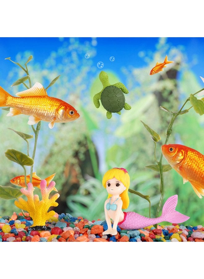 جيتك زينة حوض السمك على شكل حورية البحر، تماثيل حورية البحر المصغرة مع أعشاب بحرية مقلدة من أجل صناعة يدوية، إكسسوارات مكتبية لحوض السمك - Image 4
