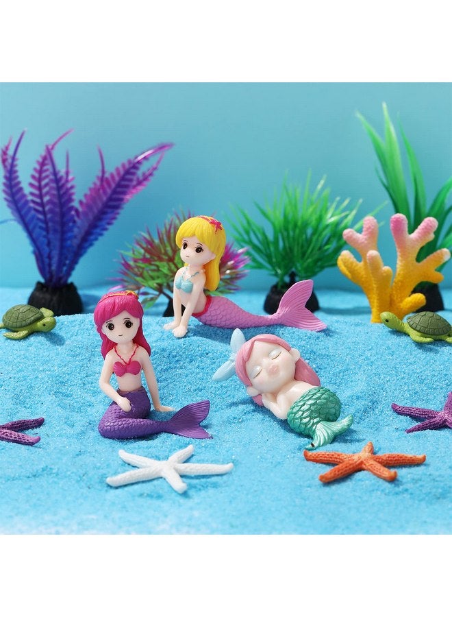 جيتك زينة حوض السمك على شكل حورية البحر، تماثيل حورية البحر المصغرة مع أعشاب بحرية مقلدة من أجل صناعة يدوية، إكسسوارات مكتبية لحوض السمك - Image 3