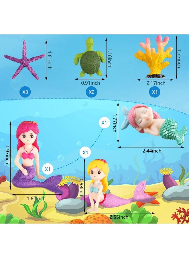 جيتك زينة حوض السمك على شكل حورية البحر، تماثيل حورية البحر المصغرة مع أعشاب بحرية مقلدة من أجل صناعة يدوية، إكسسوارات مكتبية لحوض السمك - Image 2