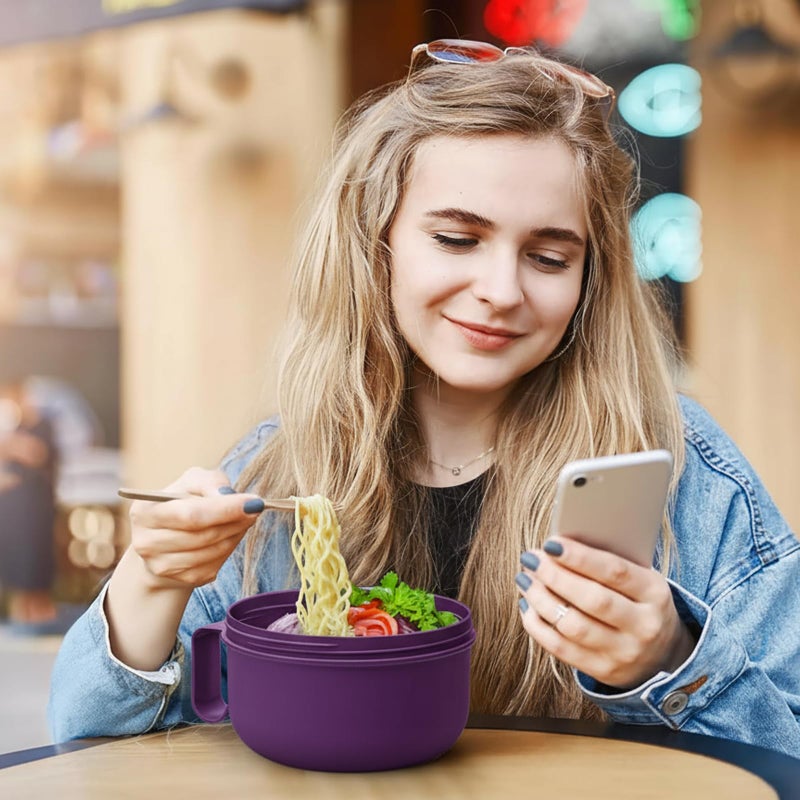 CD HOME Microwave Bowl with Lids,Ramen Bowl,28oz Microwave Soup Mugs with Handles,for Soup and Instant Noodles,Oatmeal, Gumbo, Salad, College Dorm Room Essentials for Girls for Boys Apartment Essentials - Image 5
