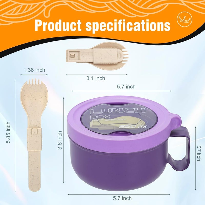 CD HOME Microwave Bowl with Lids,Ramen Bowl,28oz Microwave Soup Mugs with Handles,for Soup and Instant Noodles,Oatmeal, Gumbo, Salad, College Dorm Room Essentials for Girls for Boys Apartment Essentials - Image 2