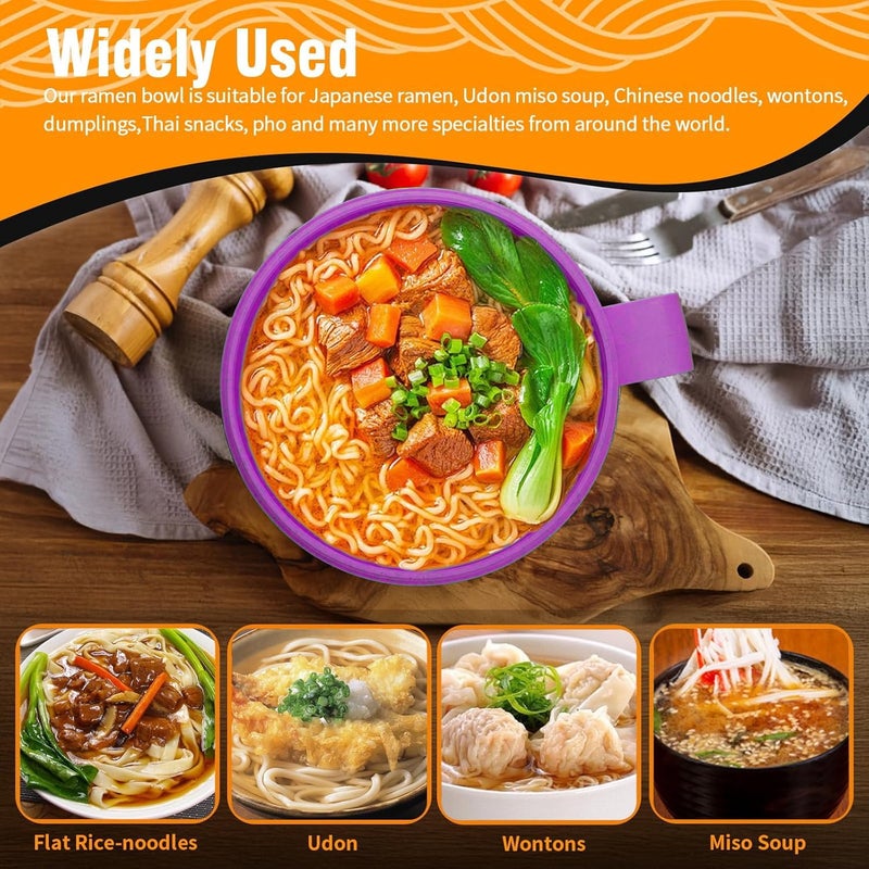 CD HOME Microwave Bowl with Lids,Ramen Bowl,28oz Microwave Soup Mugs with Handles,for Soup and Instant Noodles,Oatmeal, Gumbo, Salad, College Dorm Room Essentials for Girls for Boys Apartment Essentials - Image 4