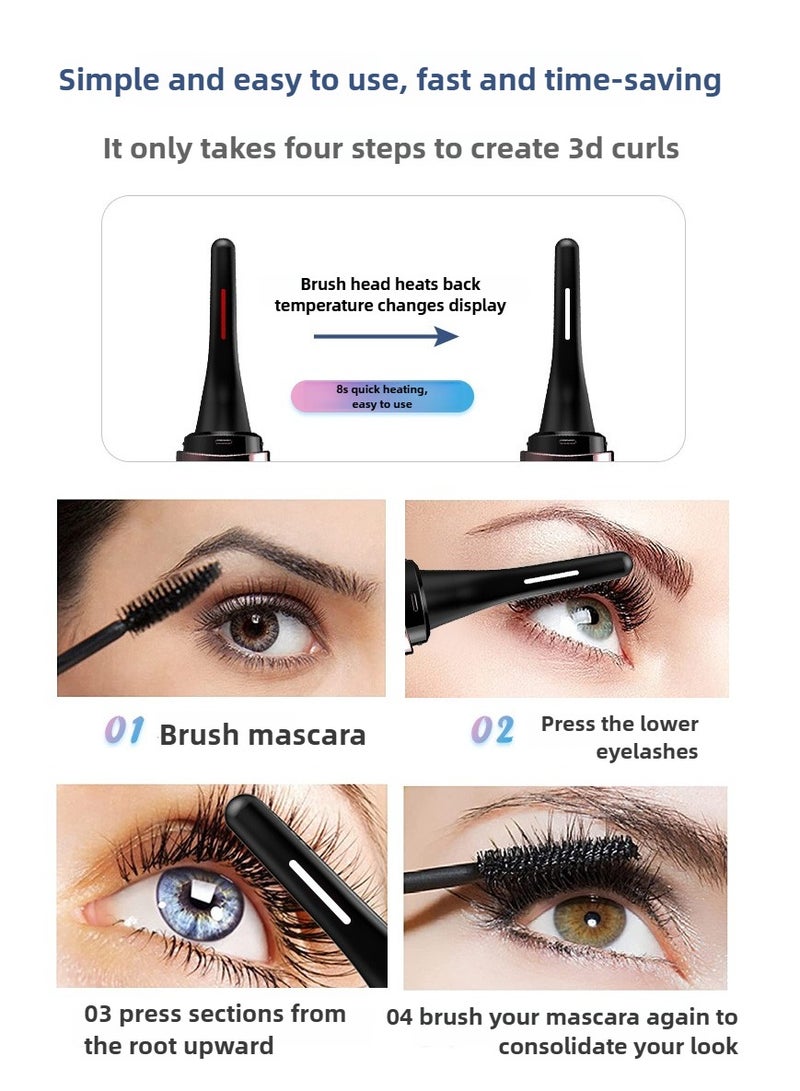 Heated Eyelash Curler Heated Lash Curler 24 Hours Long Lasting Electric Eyelash Curler Fast Heat Up Within 8s Heat Eye lash curlers for Women Rechargeable Type-C 4 Heating Modes - Image 3