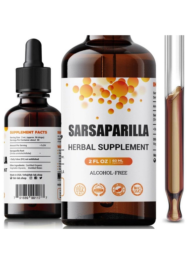 FabLab صبغة جذر السارساباريلا من فاب لاب - مكمل عشبي للتخلص من السموم ودعم المناعة - 2 أونصة سائلة - خالي من الكحول - غير معدل وراثيًا - يدعم صحة الجلد وتوازن الهرمونات والهضم - Image 1