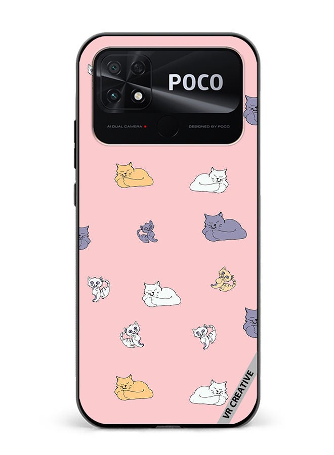 VR CREATIVE Protective Case Cover For Xiaomi Poco C40 Sleeping Cats And Playing Kittens Design Multicolour - Image 1