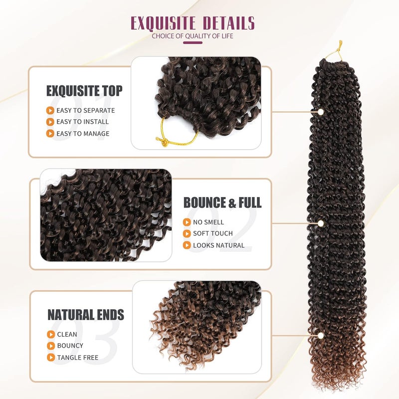 Dansama Passion Twist Hair Water Wave Braiding Hair for Butterfly Style Crochet Braids Bohemian Hair Extensions (24inch (Pack of 7), T1B/30) - Image 4