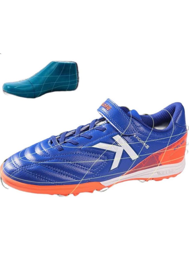 KELME Youth Tf Turf Soccer Cleats, Competition Student Non-Slip Wear-Resistant Football Shoes For Men, Royal Blue/Orange, Size 31 - Image 1