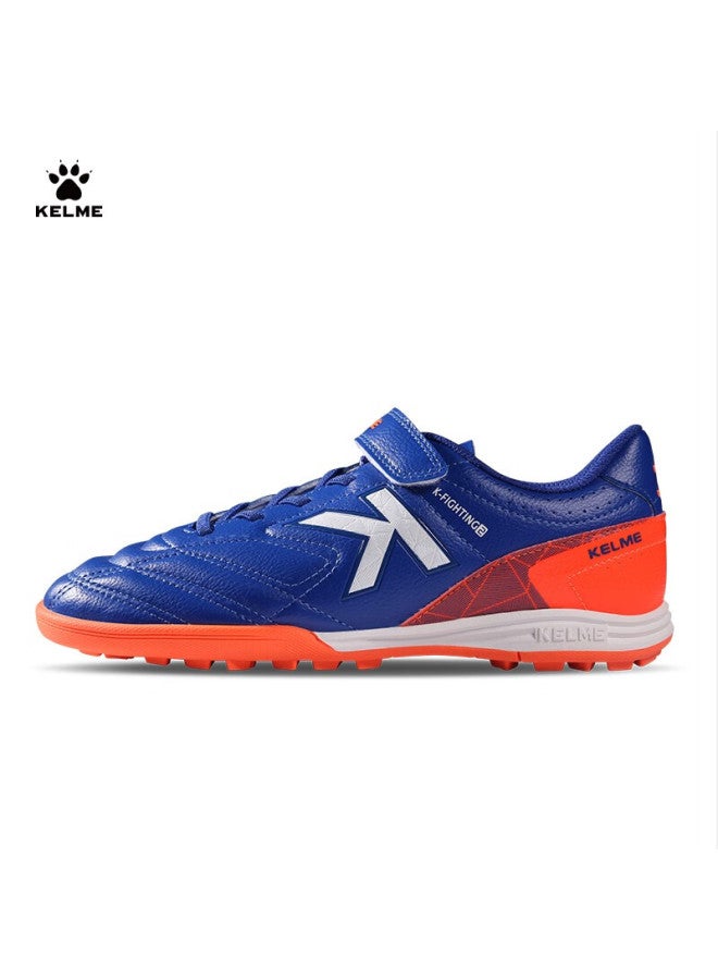Kelme Youth Tf Turf Soccer Cleats, Compeion Student Non-slip Wear-resistant Football Shoes For Men, Royal Blue/orange, Size 31 - Image 1