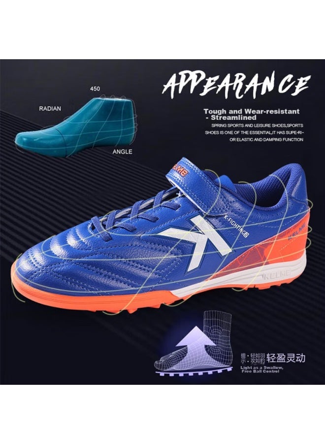 Kelme Youth Tf Turf Soccer Cleats, Compeion Student Non-slip Wear-resistant Football Shoes For Men, Royal Blue/orange, Size 31 - Image 3