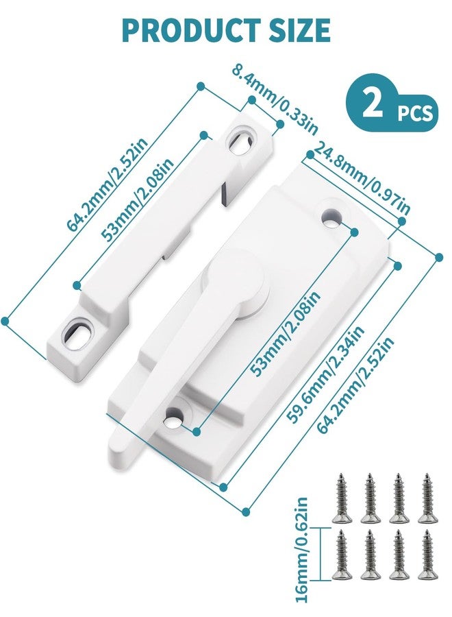 Aecsze Window Sash Locks, 2 PCS Window Latches Replacement, Window Locks for up and Down Windows, Replacement Window Locks for Vertical and Horizontal Sliding Windows - Image 2