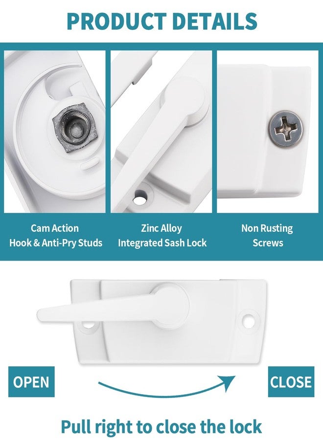 Aecsze Window Sash Locks, 2 PCS Window Latches Replacement, Window Locks for up and Down Windows, Replacement Window Locks for Vertical and Horizontal Sliding Windows - Image 3