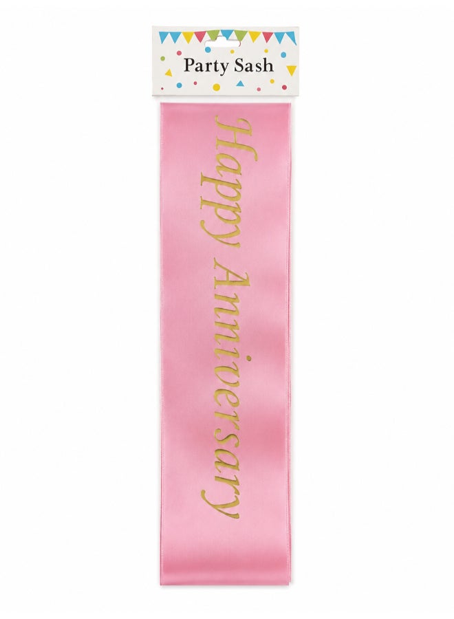 Pink Happy Anniversary Party Sash, Anniversary Celebration Sash for Couples, Wedding Anniversary Party Accessory and Photo Prop - Image 1