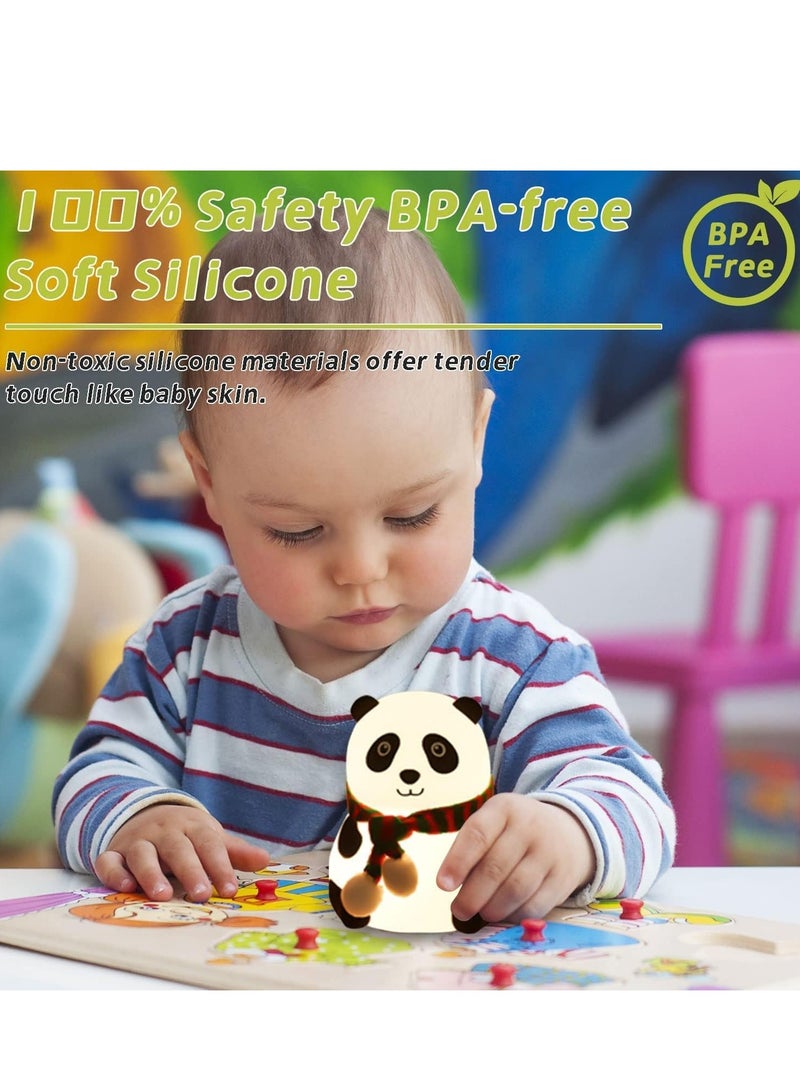 JAJEEK مصباح باندا مع ضوء متغير الألوان - قابل للشحن عبر USB، مصباح ليلي ممتع ولطيف لغرف الأطفال، سطوع قابل للتعديل، توهج ناعم للنوم والاسترخاء (أبيض) - Image 3