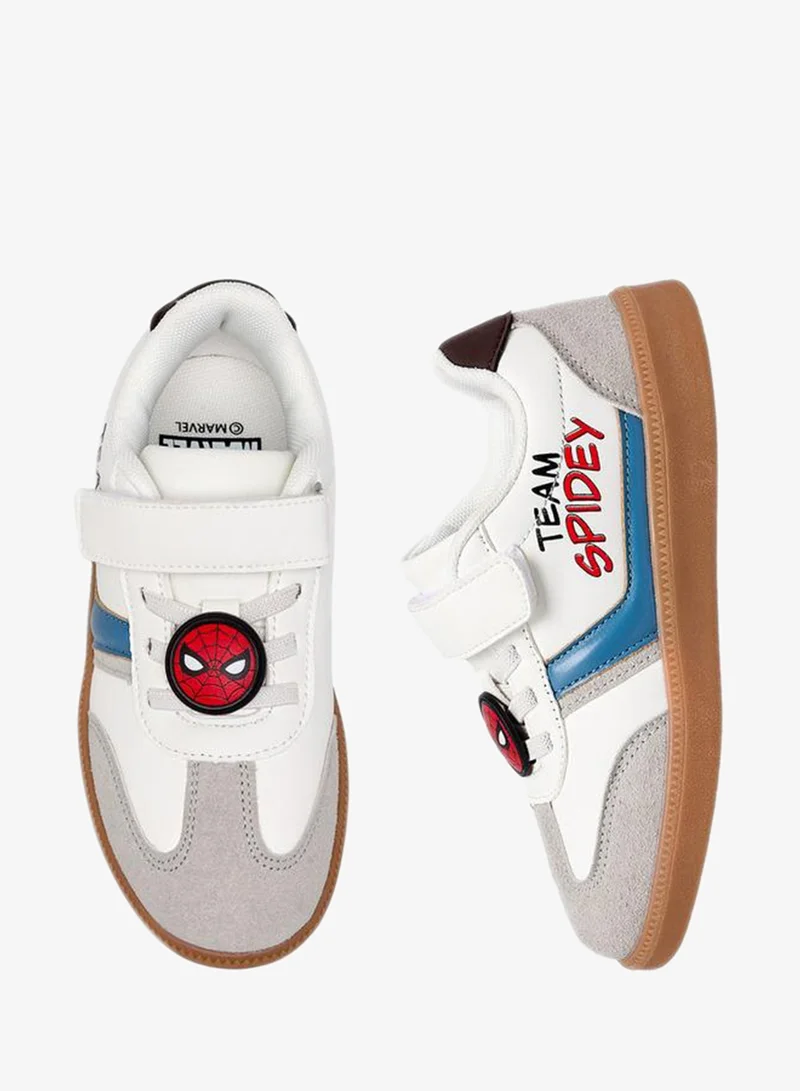 مارفل Boys Spider-Man Print Hook & Loop Ankle School Sneakers