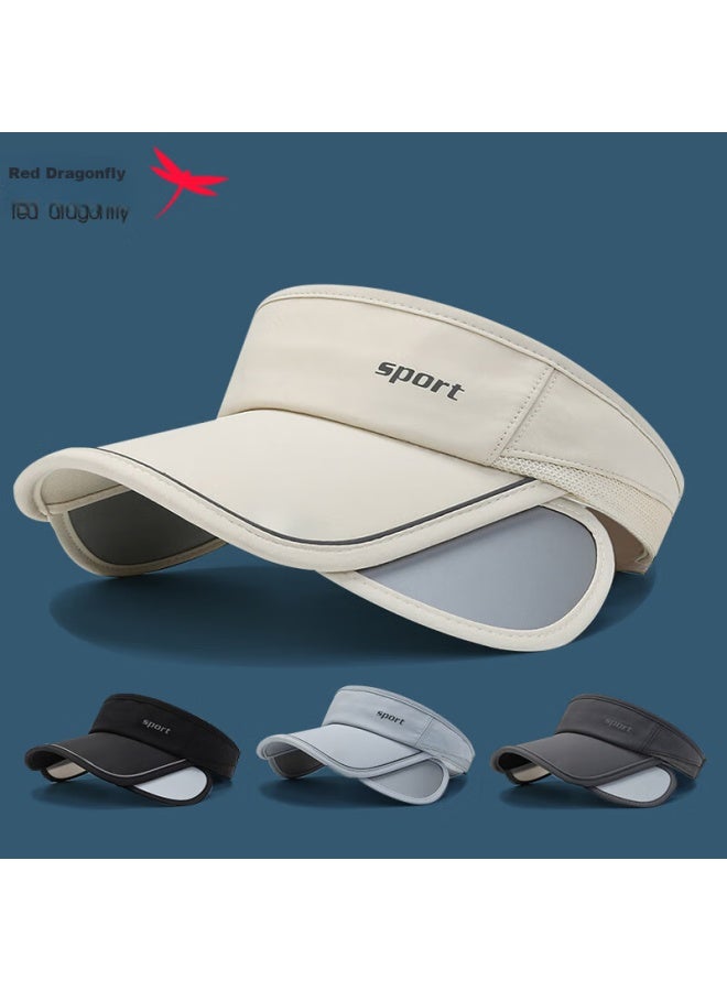 Red Dragonfly Sun Hat For Men, Summer Beach Uv Protection Face-covering Korean-style Trendy Wide-brimmed Cycling And Outdoor Sun Visor Hat - Image 2