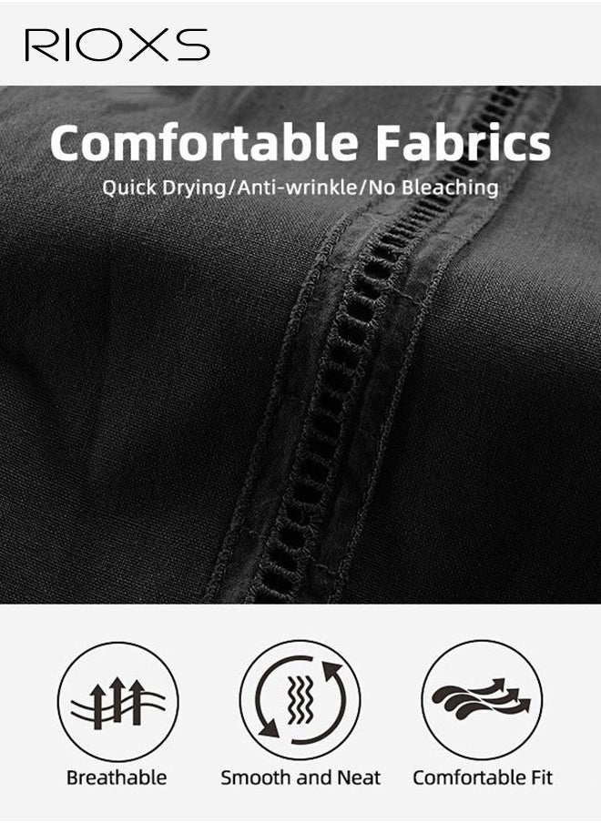 RIOXS Men's Shirts, Button-Up Short Sleeve Top, Solid Color V-Neck Henley Shirts, Summer Loose Casual Beach Shirts For Men, Comfy Tops For Hawaiian Office Or Daily Wear  - Image 4