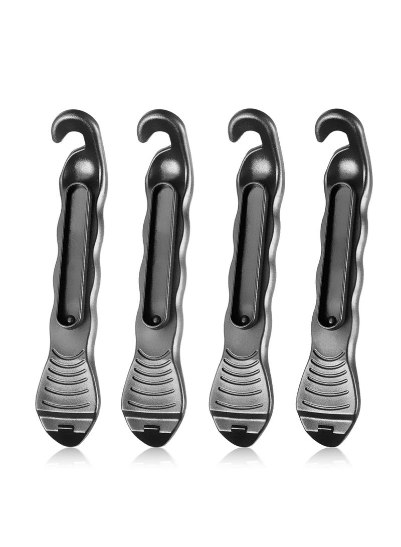 Excefore Bike Tire Levers, 4 Pcs Compact Roadside Bicycle Tyre Levers Tool for Inner Tube Tire, Solid Reliable Plastic Bike Tire Spoons Set, Lightweight Changing Kits, Quick Repair Pry Bar Lever (Black) - Image 1