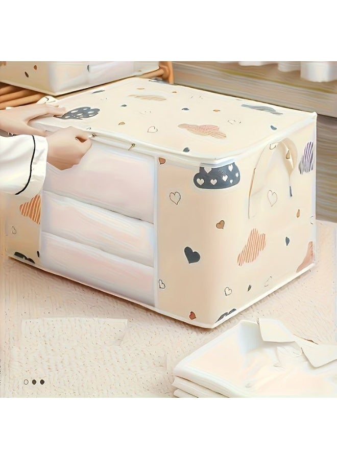 NAMA Foldable storage boxes with window, multi-functional under-bed storage boxes for pillows and blankets (light white) - Image 1