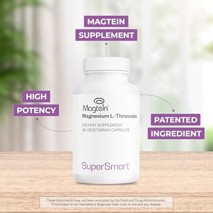 SuperSmart Magnesium L-Threonate 2000mg per Day (Patented Magtein) - Highly Bioavailable Magnesium Threonate - Brain Supplement | Non-GMO & Gluten Free - 120 Vegetarian Capsules - Image 3