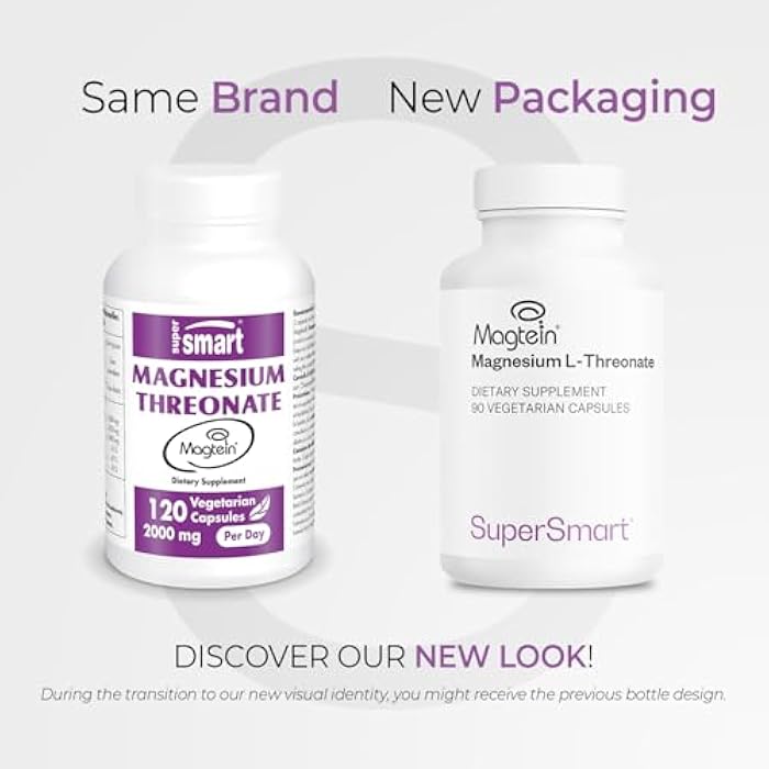 SuperSmart Magnesium L-Threonate 2000mg per Day (Patented Magtein) - Highly Bioavailable Magnesium Threonate - Brain Supplement | Non-GMO & Gluten Free - 120 Vegetarian Capsules - Image 2