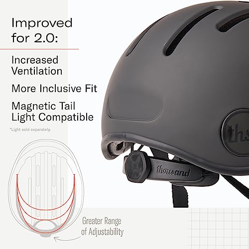 Thousand Heritage 2.0 Adult Bike Helmet; The Original Low Profile Retro Commuter Cycling Helmet Safety Certified for Bicycle Skateboard Skating Roller Skates; for Men & Women (Stealth Black, L) - Image 2