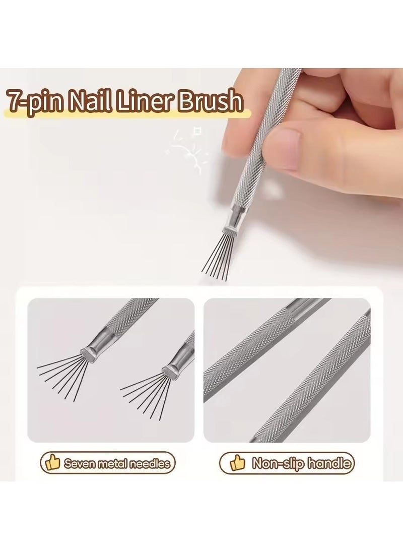 جلوسكي المهنية 7 دبوس شريط الأظافر الفن بطانة فرشاة 3D نصيحة رقيقة جدا خط الرسم القلم الأشعة فوق البنفسجية هلام فرشات مانيكير الأظافر الرسم أدوات - Image 5