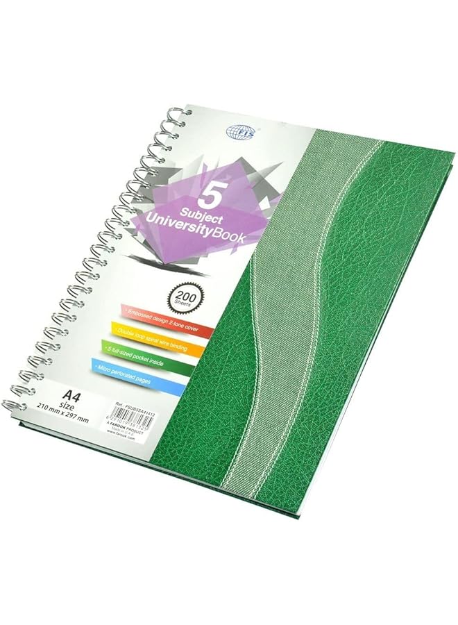 إف اي أس  Fsub5Sa41413 200 ورقة غلاف صلب حلزوني 5 موضوعات كتب جامعية مقاس A4 - Image 1