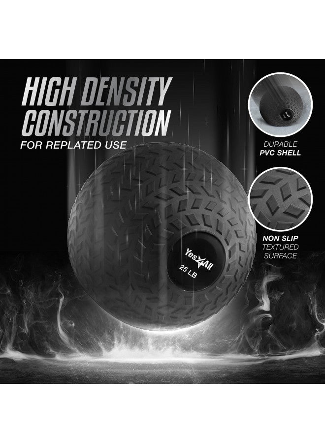Yes4All 25 lbs Slam Ball for Strength, Power Workout - Fitness Exercise Ball with Grip Tread & Durable Rubber Shell (25 Lbs, Black) - Image 2
