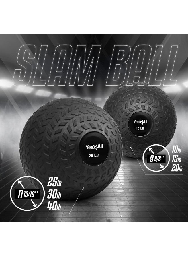 Yes4All 25 lbs Slam Ball for Strength, Power Workout - Fitness Exercise Ball with Grip Tread & Durable Rubber Shell (25 Lbs, Black) - Image 1