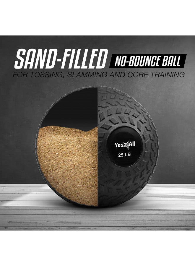 Yes4All 25 lbs Slam Ball for Strength, Power Workout - Fitness Exercise Ball with Grip Tread & Durable Rubber Shell (25 Lbs, Black) - Image 3